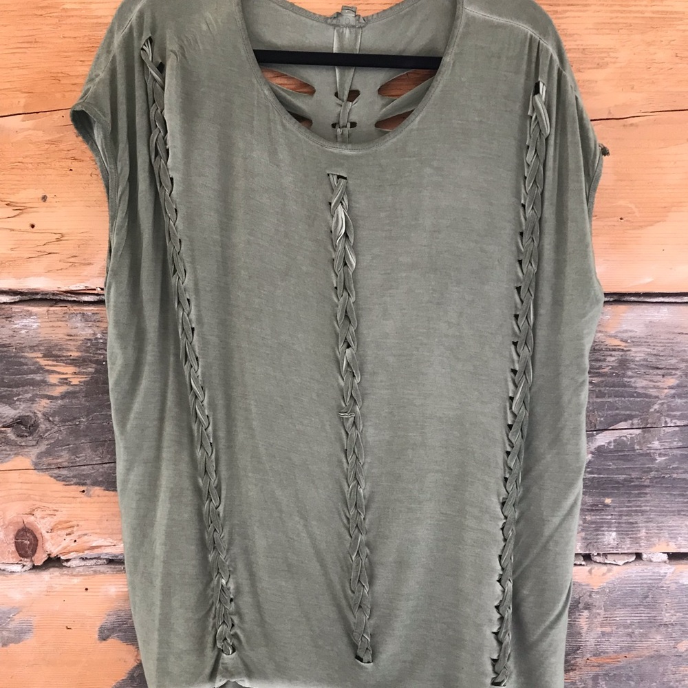 POL Cut up muscle top—braided ties